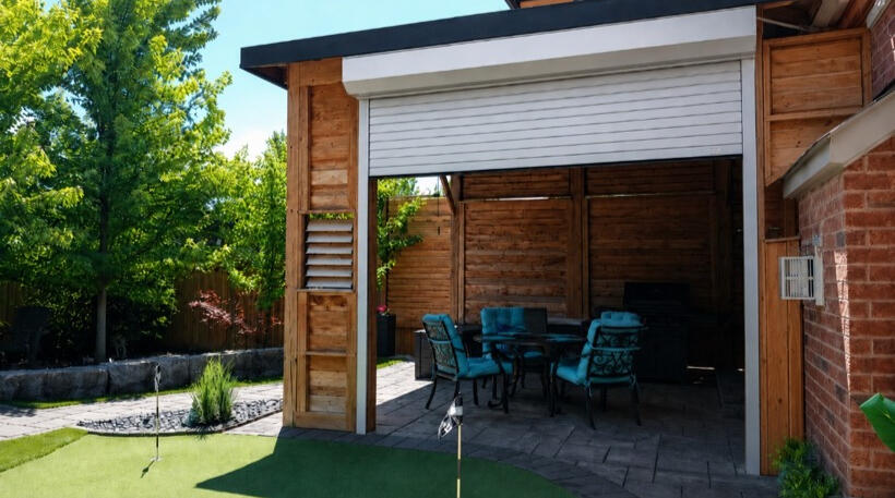 16' X 16' by 14' High Custom Built Pavilion, with remote control electric door